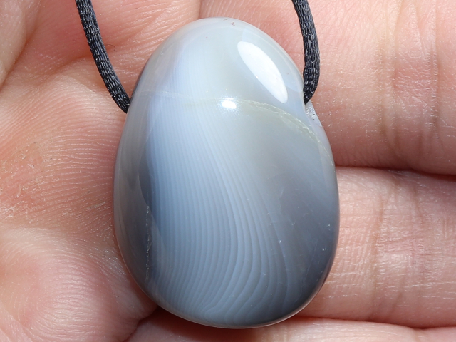 Botswana agate with cord or silver 925