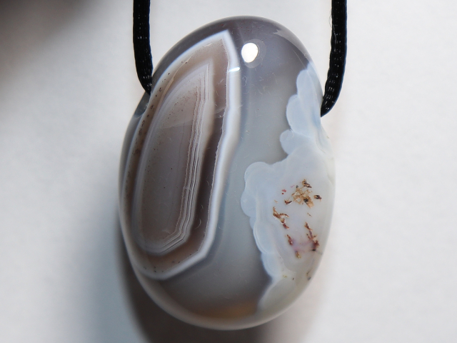 Botswana agate with cord or silver 925