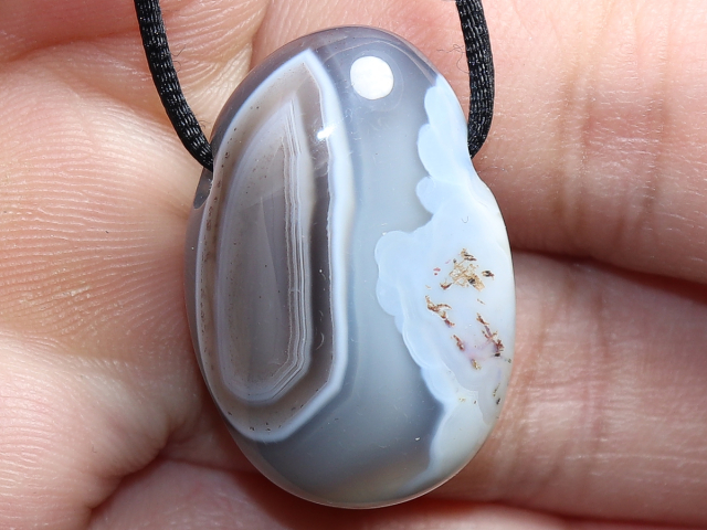 Botswana agate with cord or silver 925
