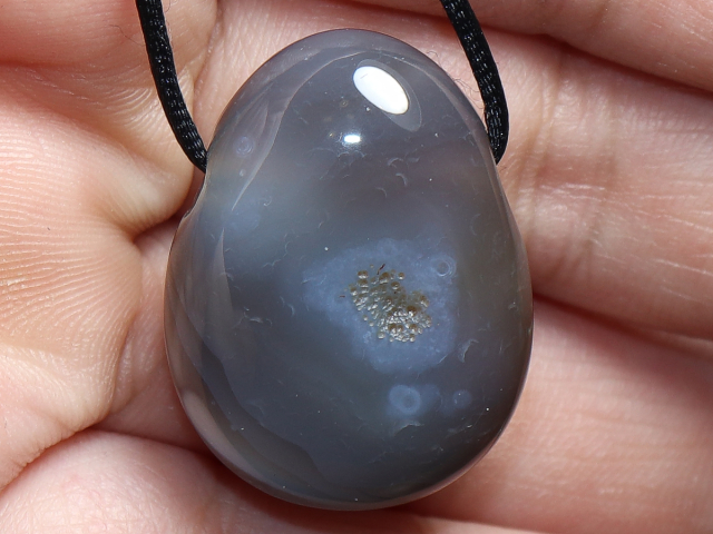 Botswana agate with cord or silver 925