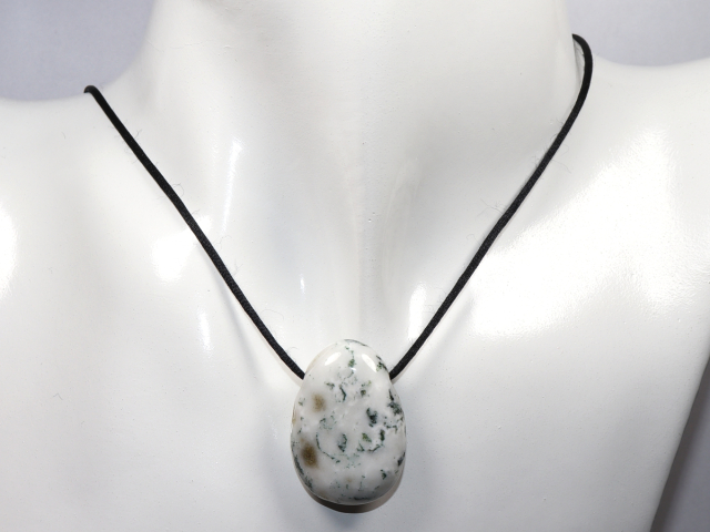 Preview: tree agate with cord or silver 925