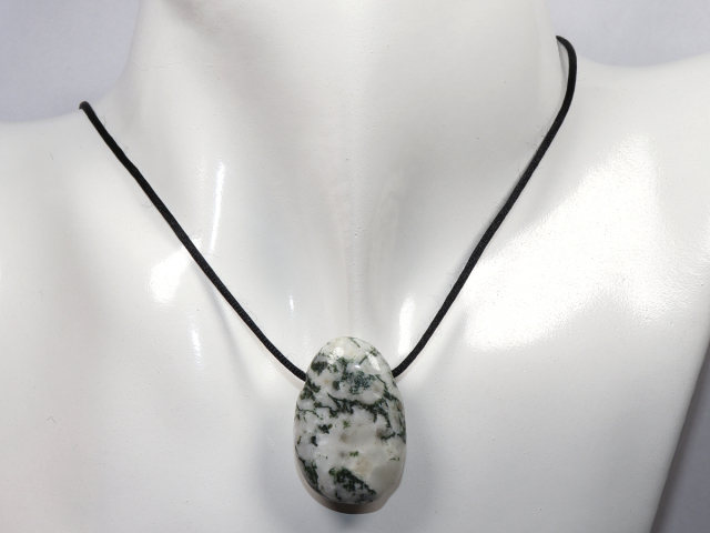 Preview: tree agate with cord or silver 925