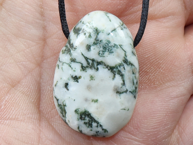 tree agate with cord or silver 925