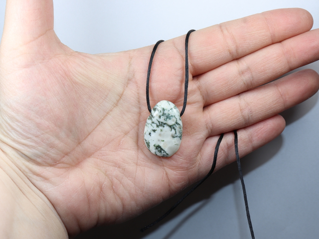 tree agate with cord or silver 925