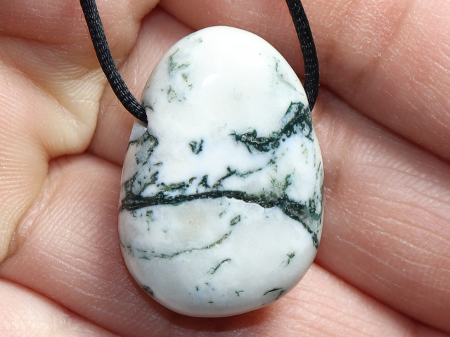 tree agate with cord or silver 925