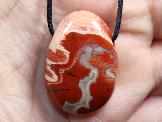 brecciated jasper with cord or silver 925