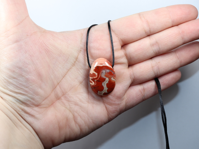brecciated jasper with cord or silver 925