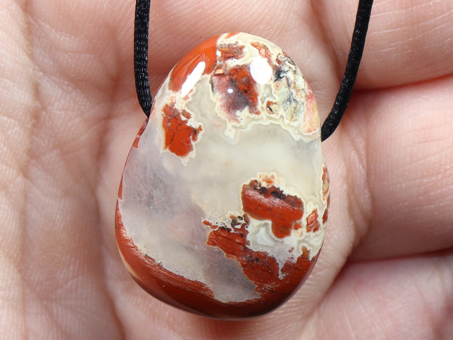 brecciated jasper with cord or silver 925