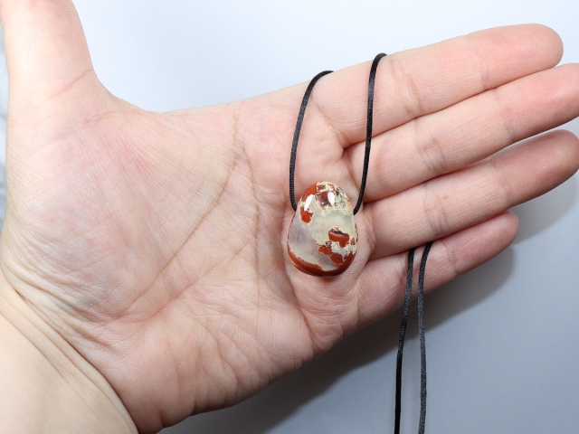 brecciated jasper with cord or silver 925