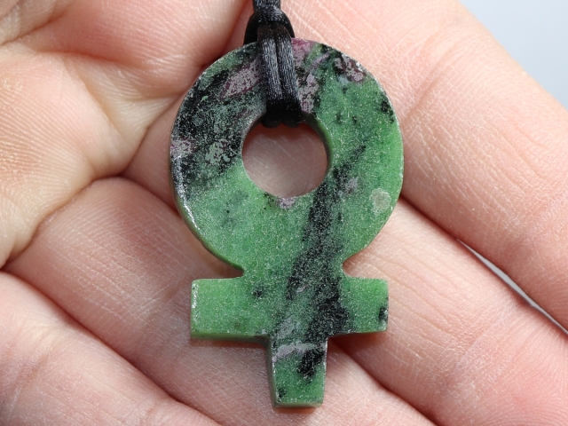 ruby in zoisite with cord