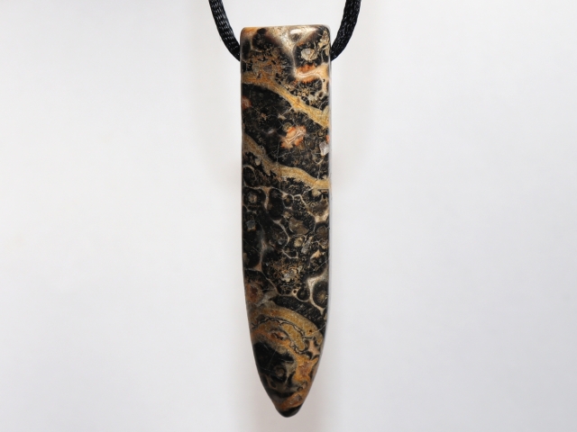 leopard rhyolite with cord or silver 925