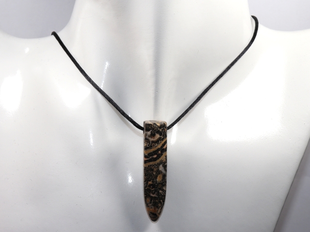 leopard rhyolite with cord or silver 925