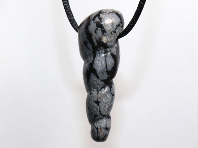 snowflake obsidian with cord or silver 925