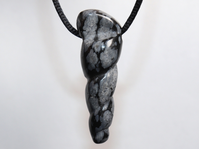 snowflake obsidian with cord or silver 925
