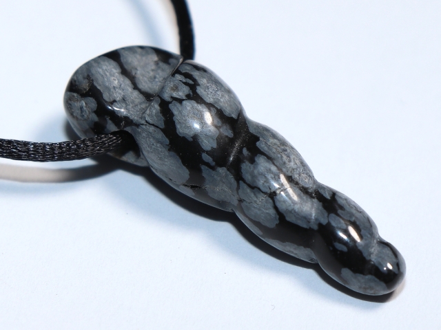 snowflake obsidian with cord or silver 925