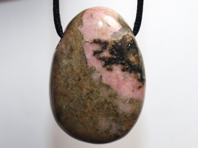 rhodonite with cord or silver 925