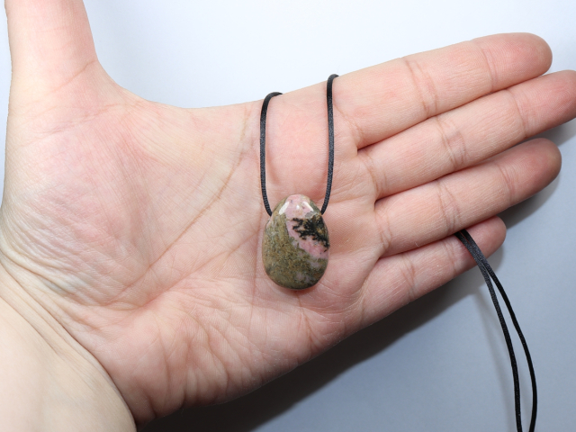 rhodonite with cord or silver 925