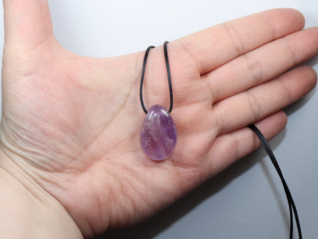 amethyst with cord or silver 925