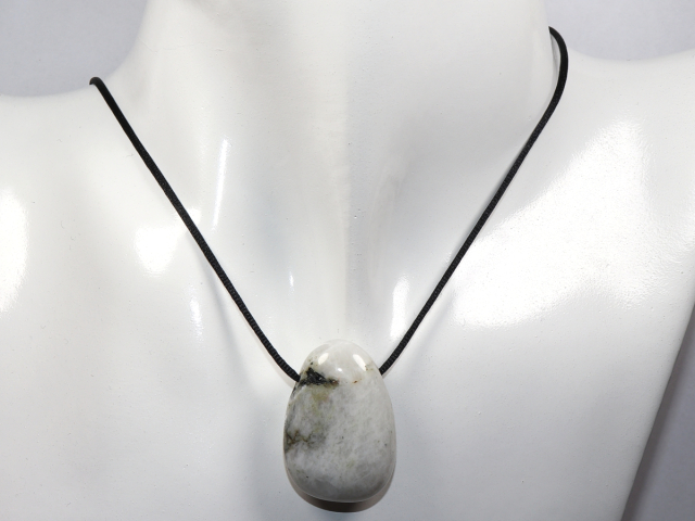 Preview: white labradorite with cord or silver 925