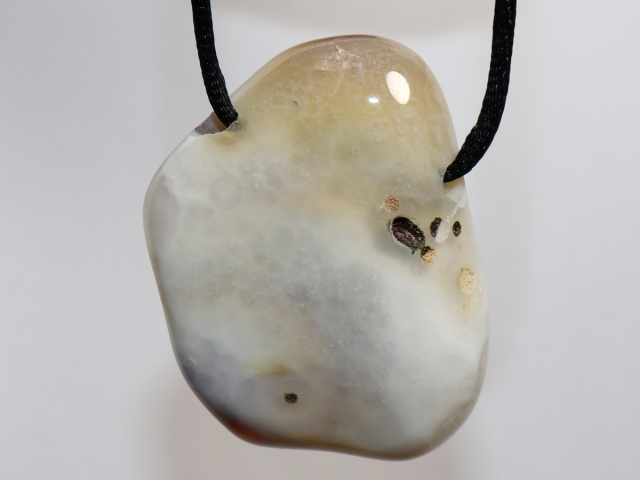 Botswana agate with cord or silver 925
