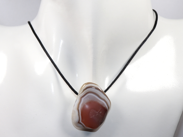 Botswana agate with cord or silver 925