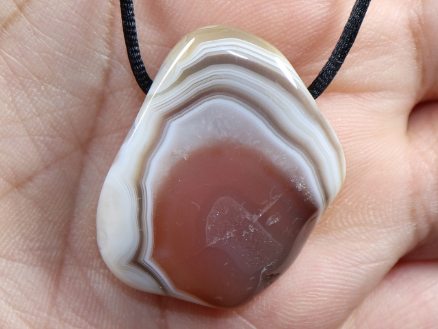 Botswana agate with cord or silver 925