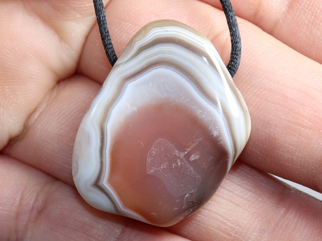 Botswana agate with cord or silver 925