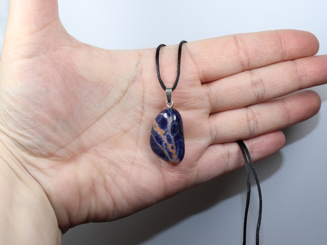sodalite with cord or silver 925