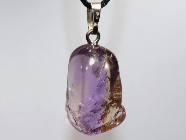 ametrine with cord or silver 925