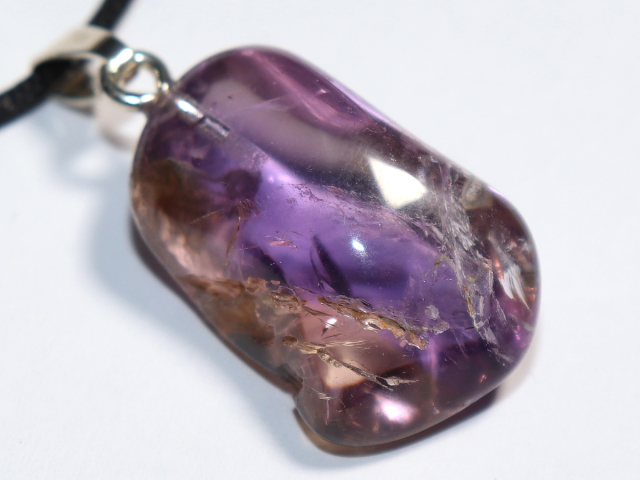 ametrine with cord or silver 925