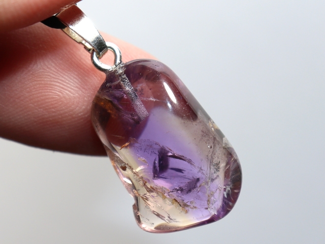 ametrine with cord or silver 925