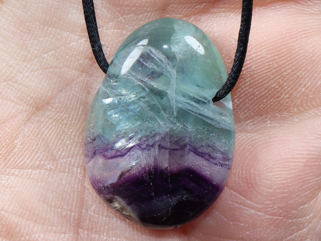 fluorite with cord or silver 925
