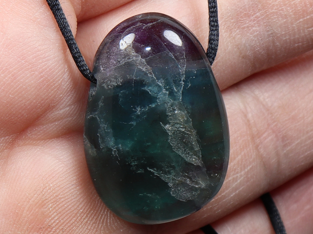 fluorite with cord or silver 925