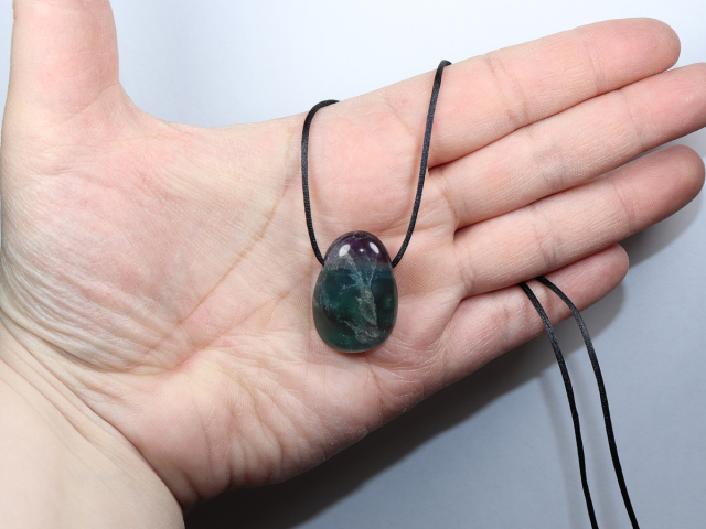 fluorite with cord or silver 925