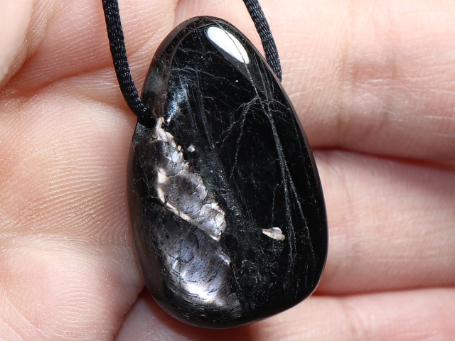 hypersthene with cord or silver 925