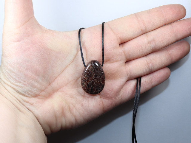 garnet with cord or silver 925