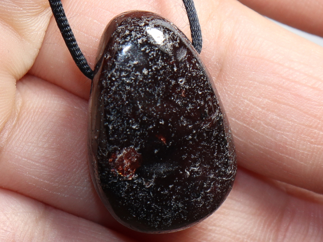 garnet with cord or silver 925