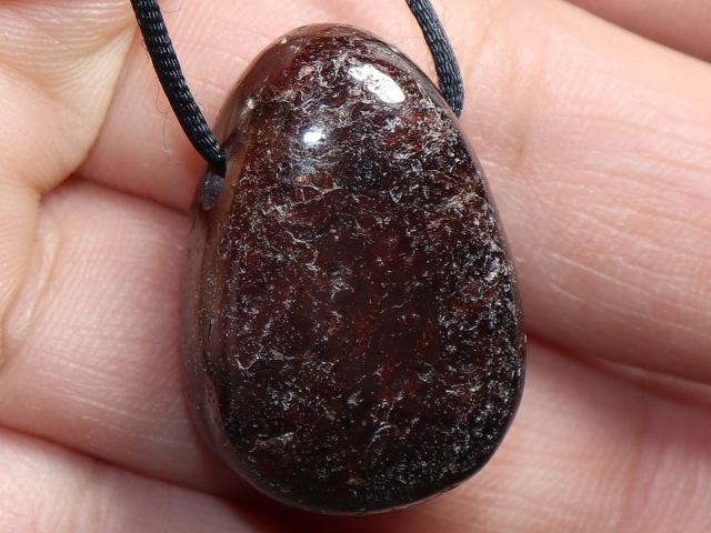 garnet with cord or silver 925