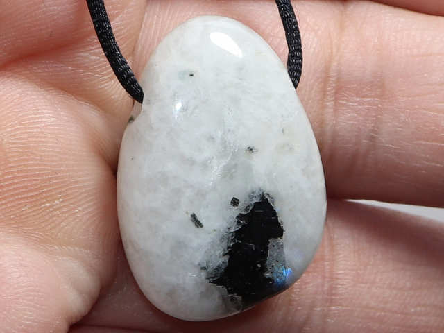 white labradorite with cord or silver 925