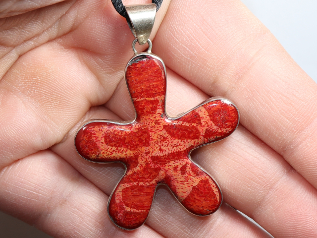 Schaumkoralle mit Band oder Silber 925