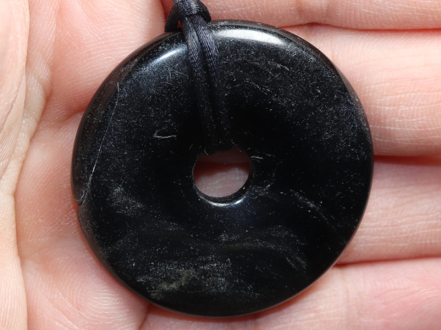 silver obsidian with cord