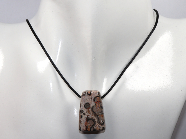 Preview: leopard rhyolite with cord or silver 925