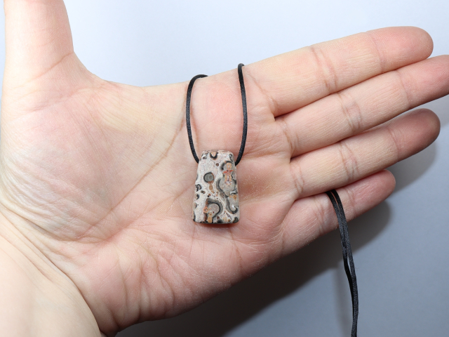 leopard rhyolite with cord or silver 925