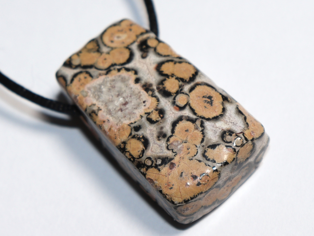 leopard rhyolite with cord or silver 925