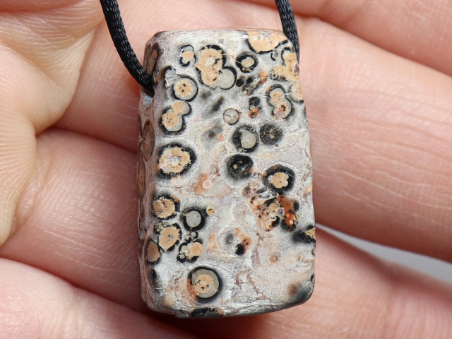leopard rhyolite with cord or silver 925
