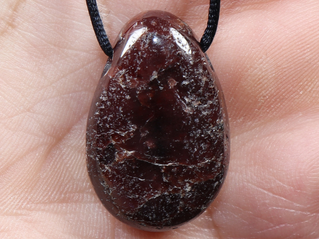 garnet with cord or silver 925