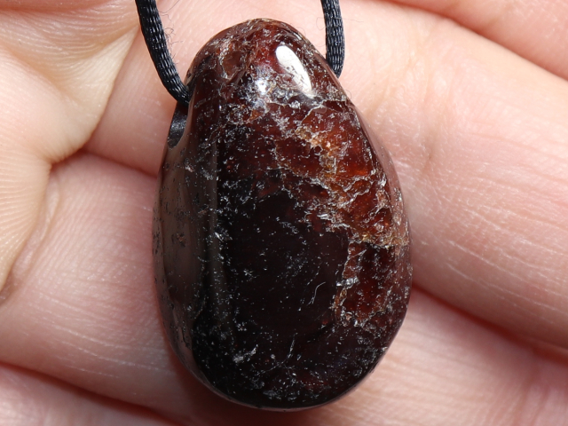 garnet with cord or silver 925