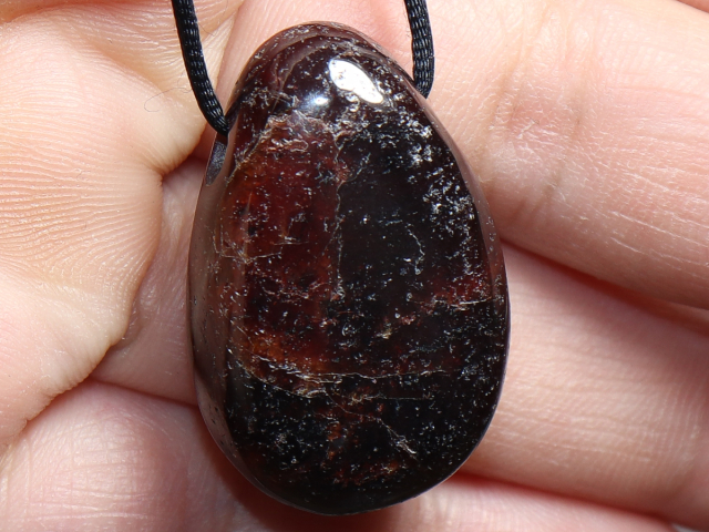 garnet with cord or silver 925