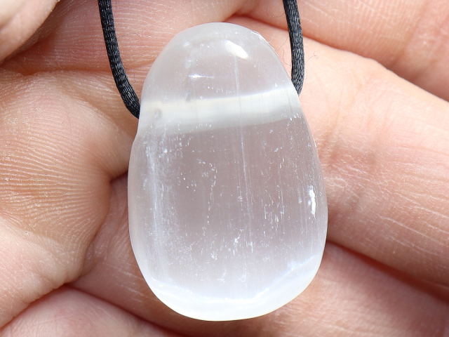 Selenit mit Band oder Silber 925