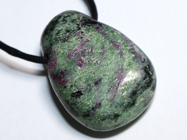 ruby in zoisite with cord or silver 925